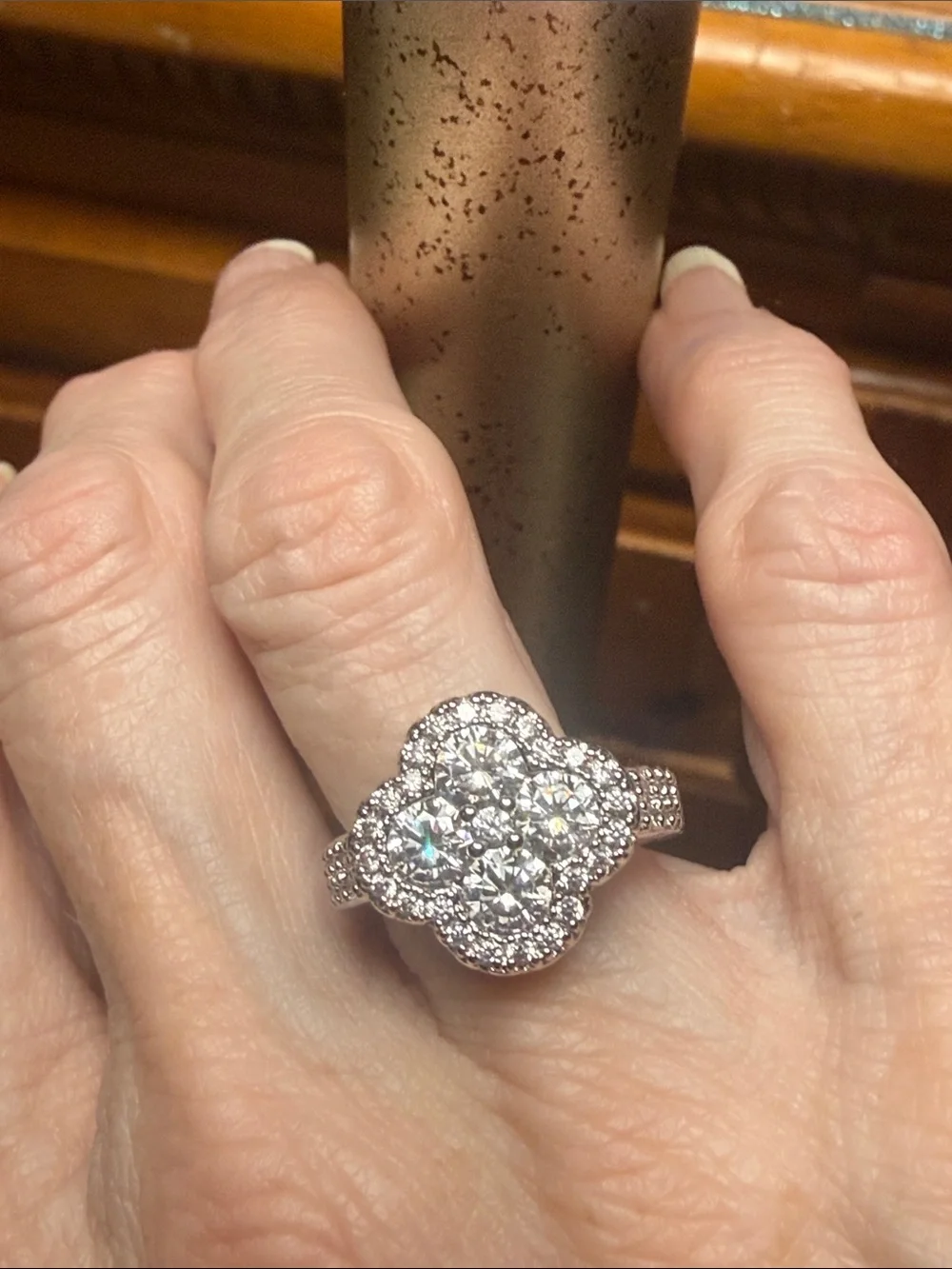 3CT Elegant GRA CERTIFIED MOISSANITE DIAMOND Cluster Flower Ring in Silver